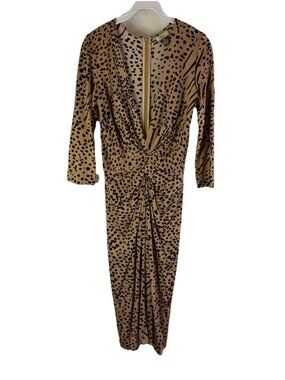 Issa London Silk Leopard Animal Print Ruched Dress